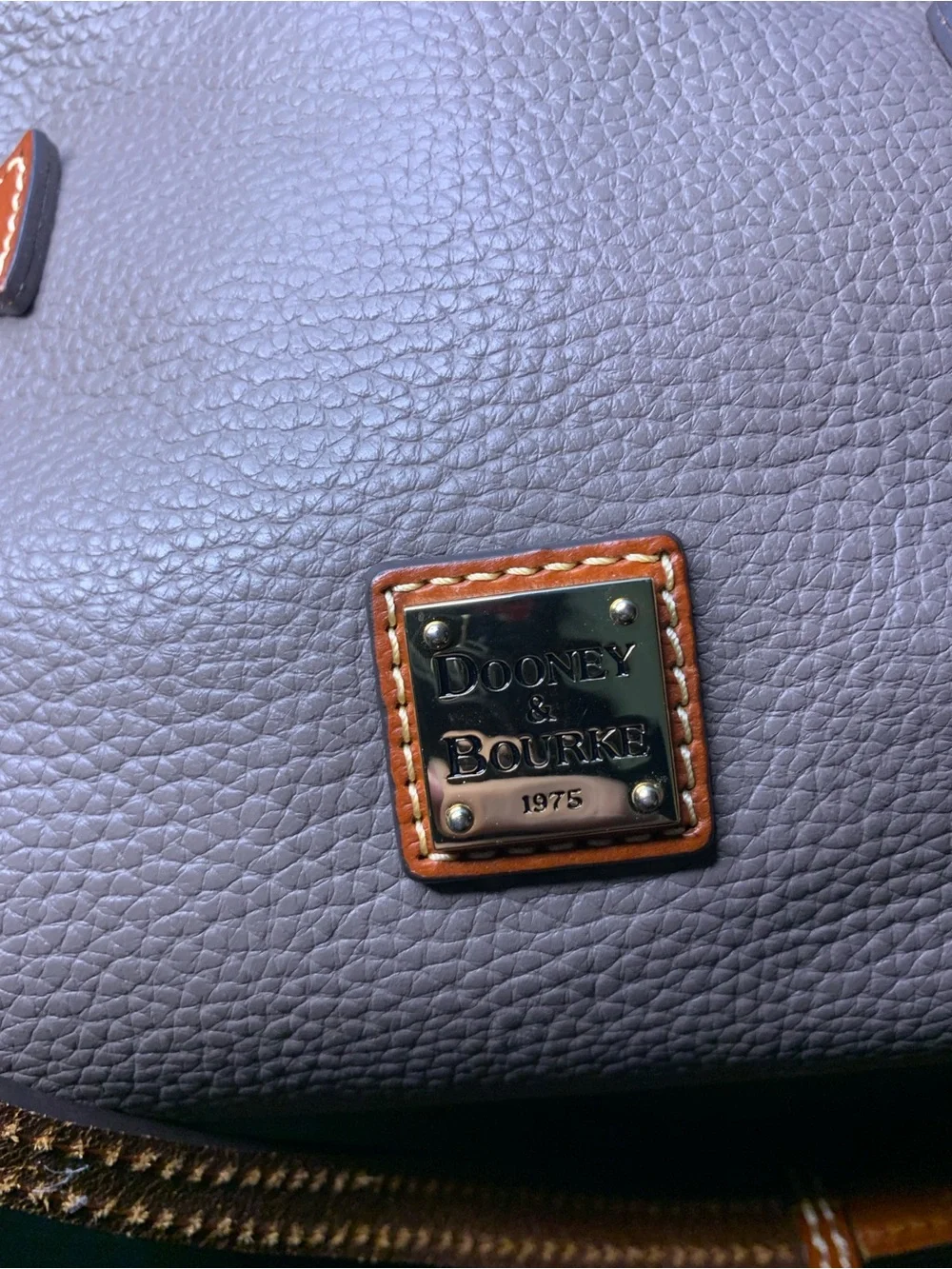 Dooney & Bourke Gray Pebble Leather Crossbody with Brown Trim